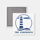 あなたの家族の名前または文字灯台の海波 マグネット (正面/裏面)