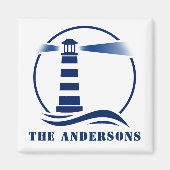 あなたの家族の名前または文字灯台の海波 マグネット (正面)