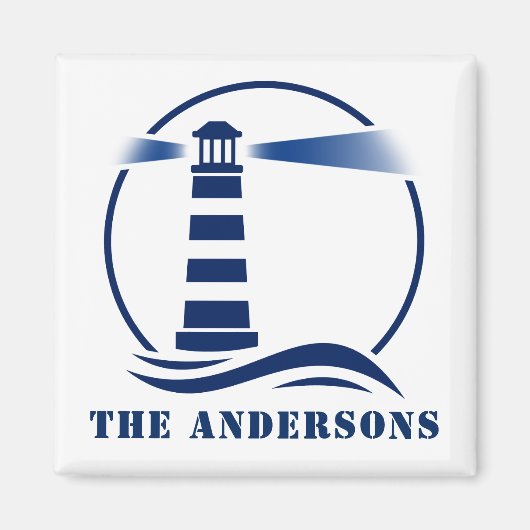 あなたの家族の名前または文字灯台の海波 マグネット (正面)