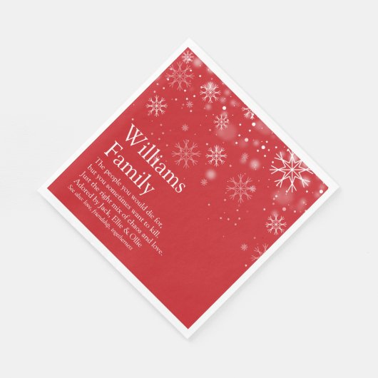 あなたの家族の定義のパーソナライズされたクリスマス スタンダードランチョンナプキン (角)