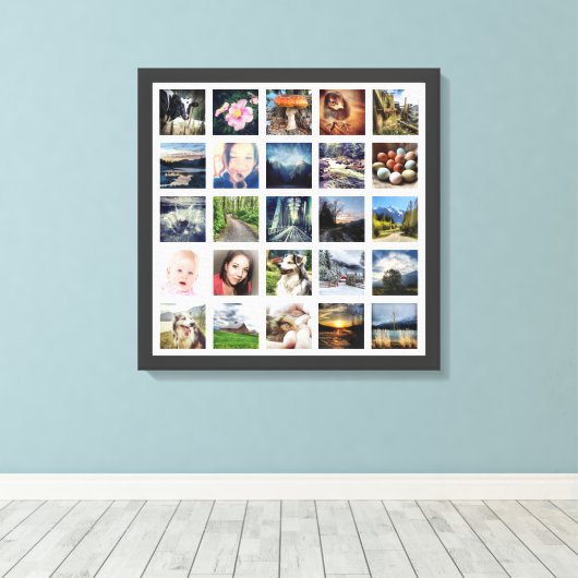 あなたの家族の思い出カスタムの25フォトコラージュ キャンバスプリント (インサイチュ (ウッドフロア))