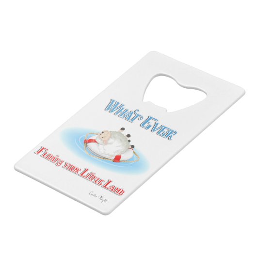 あなたの小さな子羊を浮かべるものは クレジットカード栓抜き (正面アングル)