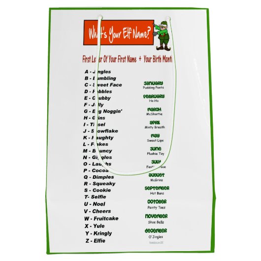 あなたの小妖精や小人の名前は何ですか。  ギフトバッグ (裏面)