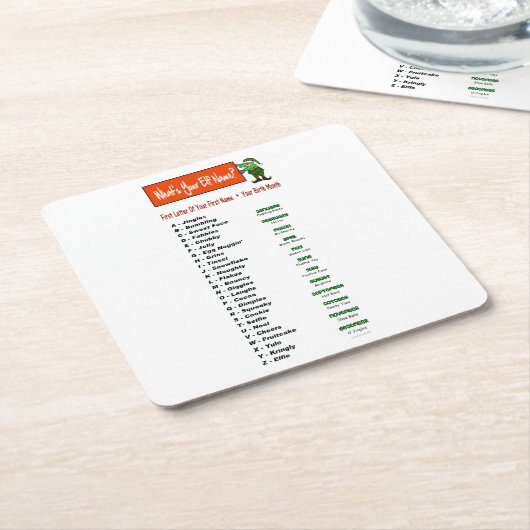 あなたの小妖精や小人の名前は何ですか。 クリスマス・パーティのコースター スクエアペーパーコースター (アングル)