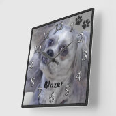あなたの小犬の写真および一流のパーソナライズな時計 スクエア壁時計 (傾斜)