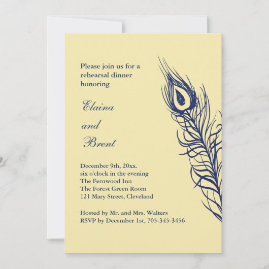 あなたの尾羽のリハーサルディナーイエローを振る 招待状 (正面)