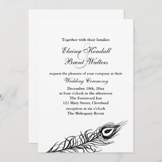 あなたの尾羽の結婚式招待状の白を揺すって下さい 招待状 (正面/裏面)