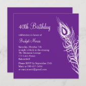 あなたの尾羽の誕生日の招待を揺すって下さい(紫色) 招待状 (正面/裏面)