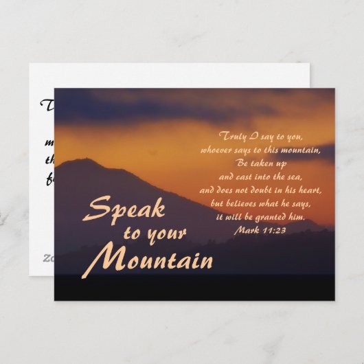 あなたの山に語れ (Mark 11:23)  ポストカード (正面/裏面)