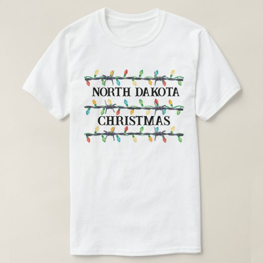 「あなたの州」バーベドワイヤー&クリスマスライト Tシャツ (デザイン正面)