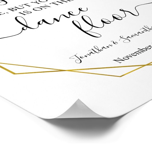 あなたの席の結婚式のレセプションの緑の金ゴールドを見つける ポスター (角)