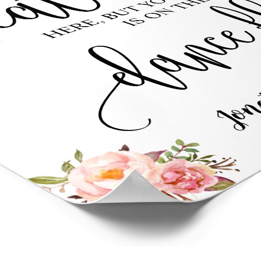 あなたの席の結婚式のレセプションピンクのフローラのサインを見つける ポスター (角)