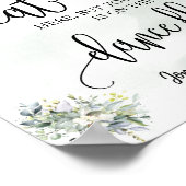 あなたの席の結婚式のレセプションユーカリのサインを見つける ポスター (角)