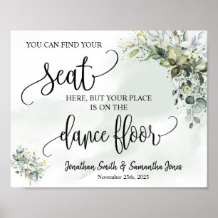 あなたの席の結婚式のレセプションユーカリのサインを見つける ポスター