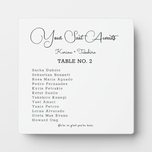あなたの席はイーゼル結婚付きの卓上のプラークを待っている フォトプラーク (正面)