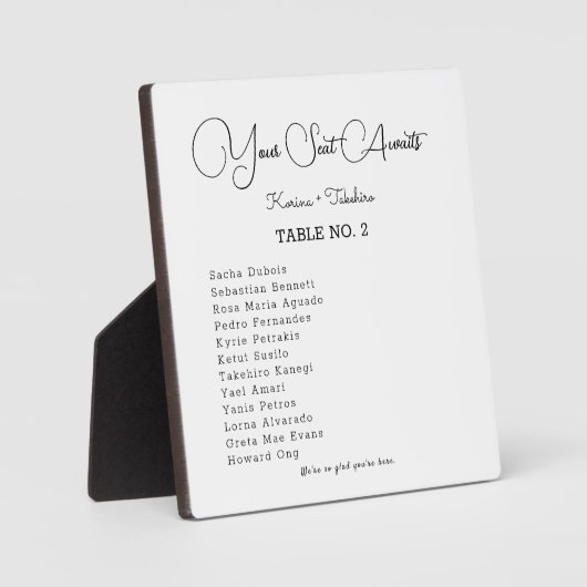 あなたの席はイーゼル結婚付きの卓上のプラークを待っている フォトプラーク (正面)