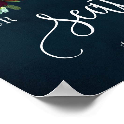 あなたの席はウェディングレセプションワイン海軍のサインを待つ ポスター (角)