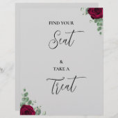 あなたの席を見つけて、治療を取る赤いバラ結婚ス.サイン (正面/裏面)