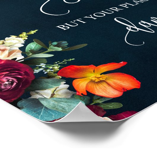 あなたの席を見つける結婚式のレセプションワイン海軍のサイン ポスター (角)