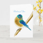 あなたの幸福の考えることのブルーバードは梳きます カード (黄色い花)