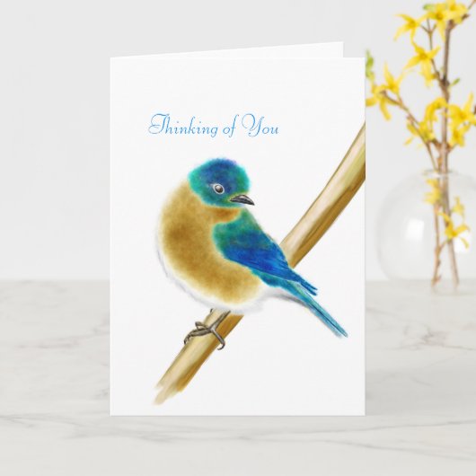 あなたの幸福の考えることのブルーバードは梳きます カード (黄色い花)