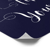 あなたの座席のサイン結婚ネイビーピンクのフローラを見つける ポスター (角)