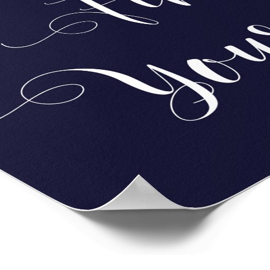 あなたの座席のサイン結婚ネイビーピンクのフローラを見つける ポスター (角)