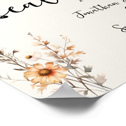 あなたの座席はウェディングレセプション秋ワイルドフラワーを待つ ポスター (角)