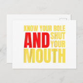 あなたの役割を知って、あなたの口を閉じるアメリカのfootba シーズンポストカード (正面/裏面)