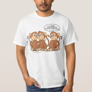 あなたの彼女はお母さんの猿のようおもしろいに見える Tシャツ