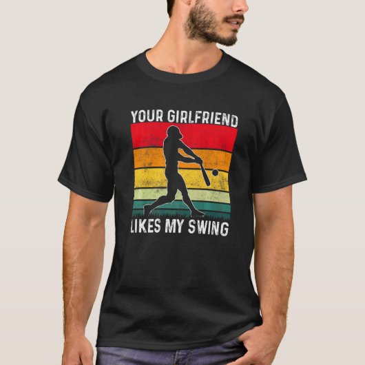 あなたの彼女は僕のスイングが好き ソフトボール メンズ用 Tシャツ (正面)