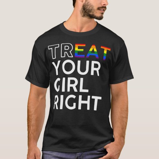 あなたの彼女を面白く扱う LGBTQ あなたの彼女を食べる Tシャツ (正面)
