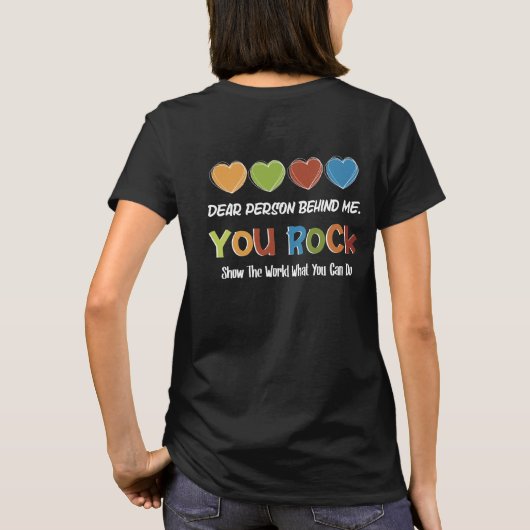 「あなたの後ろの人へ」ハートプリント付き Tシャツ (裏面)