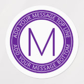 あなたの循環文字&モノグラム |パープル防水 ラベル (デザイン2)