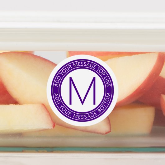 あなたの循環文字&モノグラム |パープル防水 ラベル (貼付)