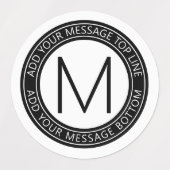 あなたの循環文字&モノグラム | B&W防水 ラベル (デザイン2)