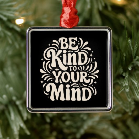 あなたの心に優しくしなさい引用文80sグルービーレトロブラック メタルオーナメント (ツリー)