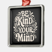 あなたの心に優しくしなさい引用文80sグルービーレトロブラック メタルオーナメント (左)