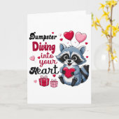 あなたの心に潜入！面白いラクーンのバレンタイン カード (黄色い花)