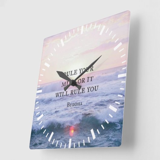 "あなたの心を支配するか、それはあなたを支配する" – 仏 スクエア壁時計 (傾斜)