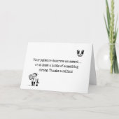 あなたの忍耐と正気さに感謝 あなたには借りがある サンキューカード (正面)