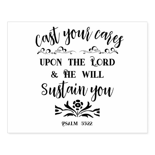 あなたの思い煩いを主の元にゆだねなさい 主はあなたを支えてくださる　詩篇55:22 書かれた聖書の名 ラバースタンプ (インプリント)