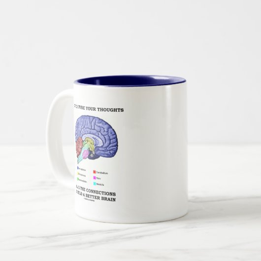 あなたの思考を作りますつながりを再構成して下さい ツートーンマグカップ (正面左)