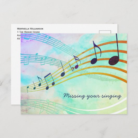あなたの恋しく思歌うアクアかわいらしミュージカル ポストカード (正面/裏面)