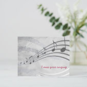 あなたの恋しく思歌う灰色のかわいらしミュージカル ポストカード (スタンド正面)