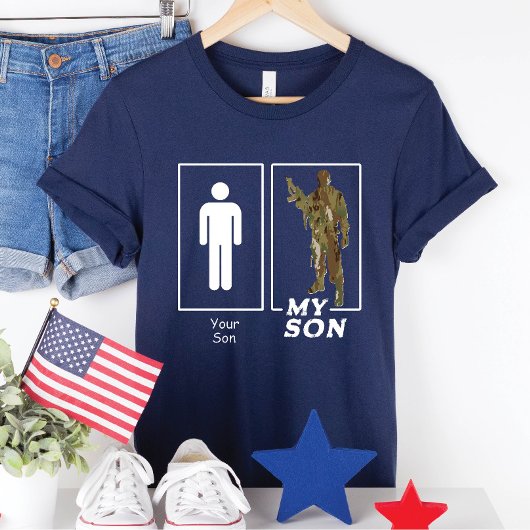 あなたの息子マイソン迷彩柄兵士おもしろい軍隊家族 Tシャツ