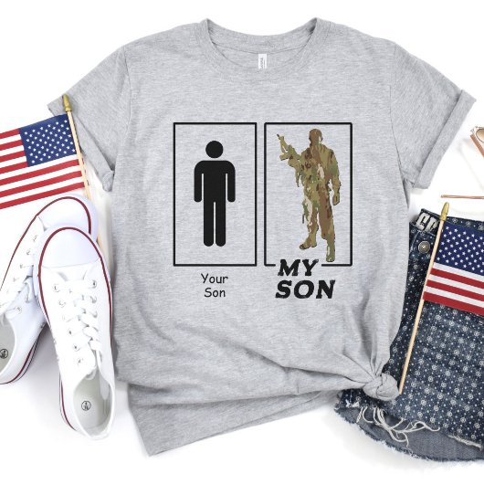 あなたの息子マイソン迷彩柄兵士おもしろい軍隊親 Tシャツ