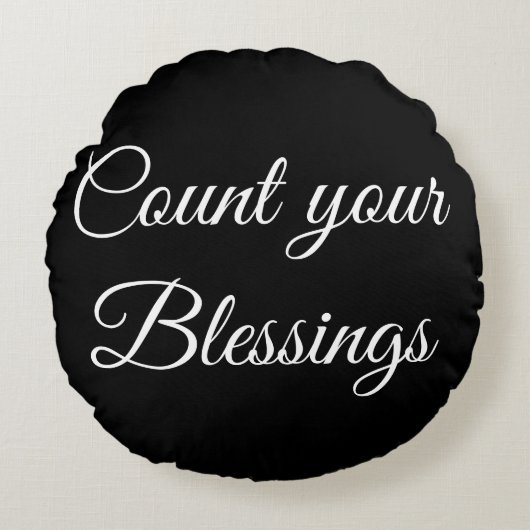 あなたの恵みの枕を数えて下さい ラウンドクッション (正面)