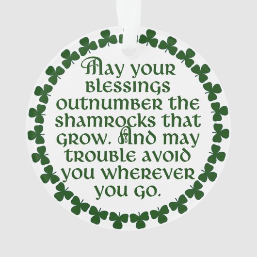 あなたの恵みはアイルランド語シャムロックを数で圧倒するように オーナメント (裏面)