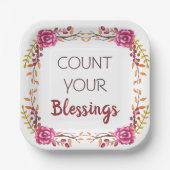 あなたの恵みを数える感謝祭ディナーパーティー ペーパープレート (正面)